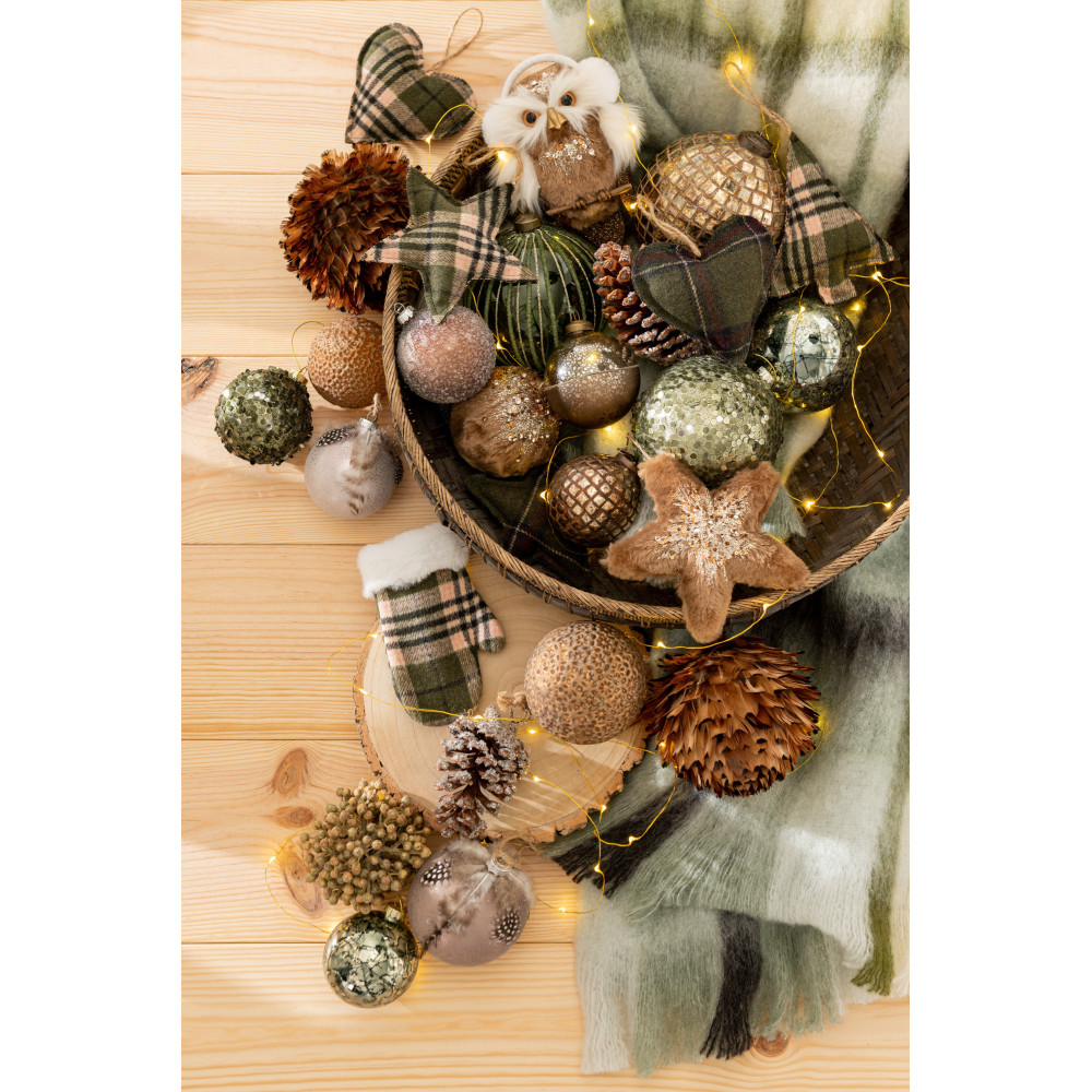 Suspension de Noël Gant en Polyester Vert Motif carreaux (Lot de 4) - 2