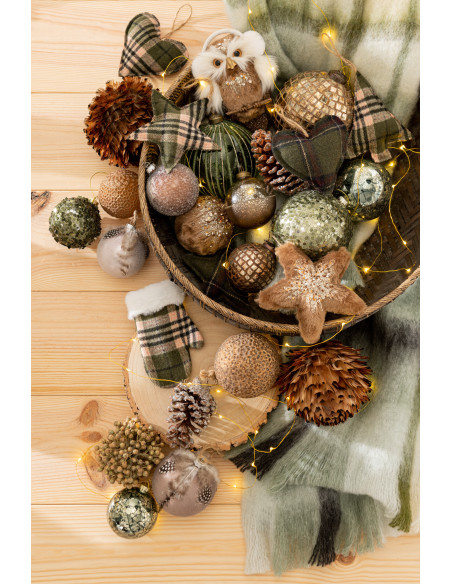 Suspension de Noël Gant en Polyester Vert Motif carreaux (Lot de 4) - 2