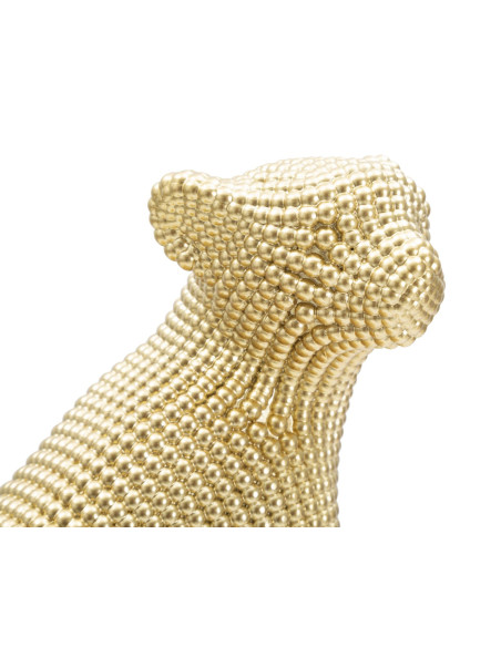Statuette déco moderne Léopard assis Hauteur 29 cm en Résine Doré Alira 
