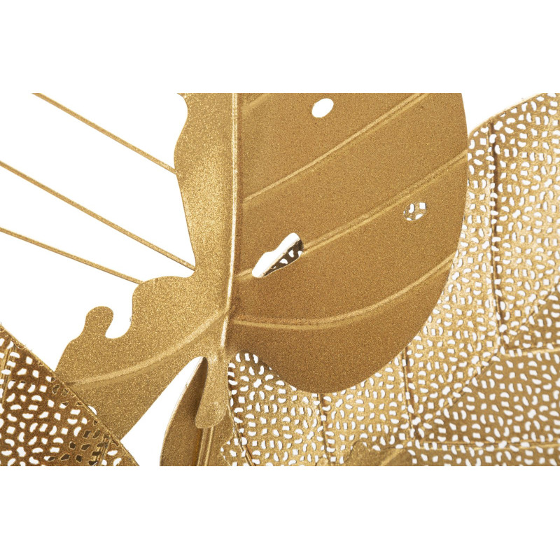 Grande Déco murale moderne 3 Feuilles 53x84 en Métal Doré Autumn 