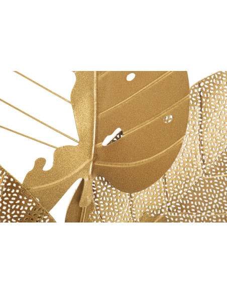 Grande Déco murale moderne 3 Feuilles 53x84 en Métal Doré Autumn 