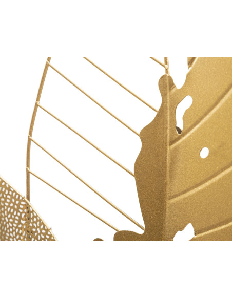 Grande Déco murale moderne 3 Feuilles 53x84 en Métal Doré Autumn 