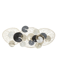 Grande Déco murale moderne 124x55 en Métal Doré Noir Blanc Vylor 