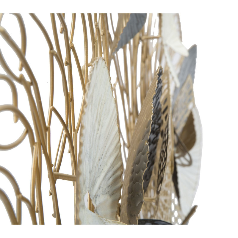 Grande Déco murale moderne 124x55 en Métal Doré Noir Blanc Vylor 