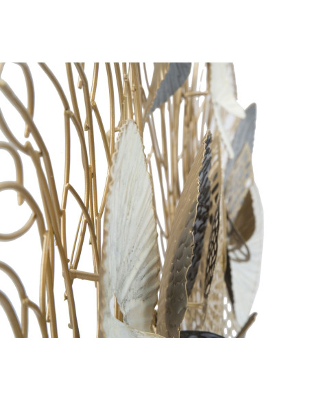 Grande Déco murale moderne 124x55 en Métal Doré Noir Blanc Vylor 