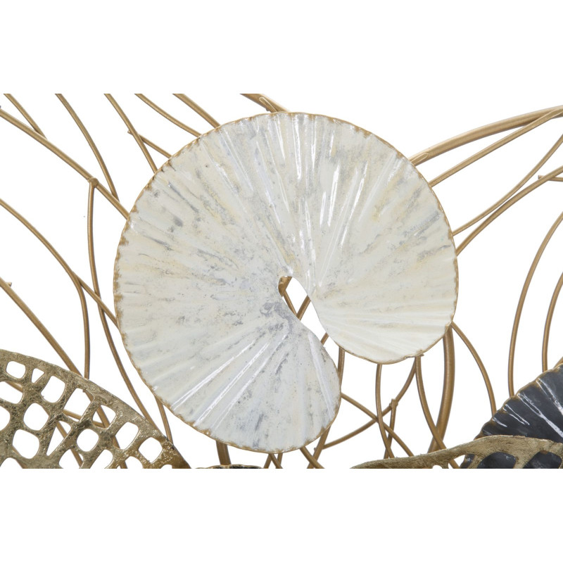 Grande Déco murale moderne 124x55 en Métal Doré Noir Blanc Vylor 