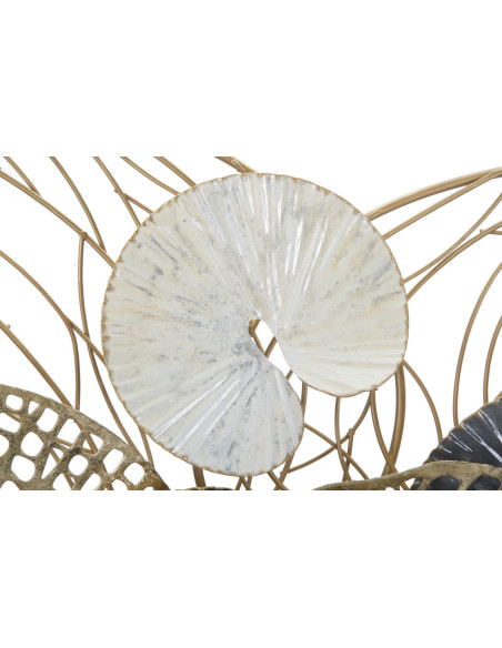 Grande Déco murale moderne 124x55 en Métal Doré Noir Blanc Vylor 