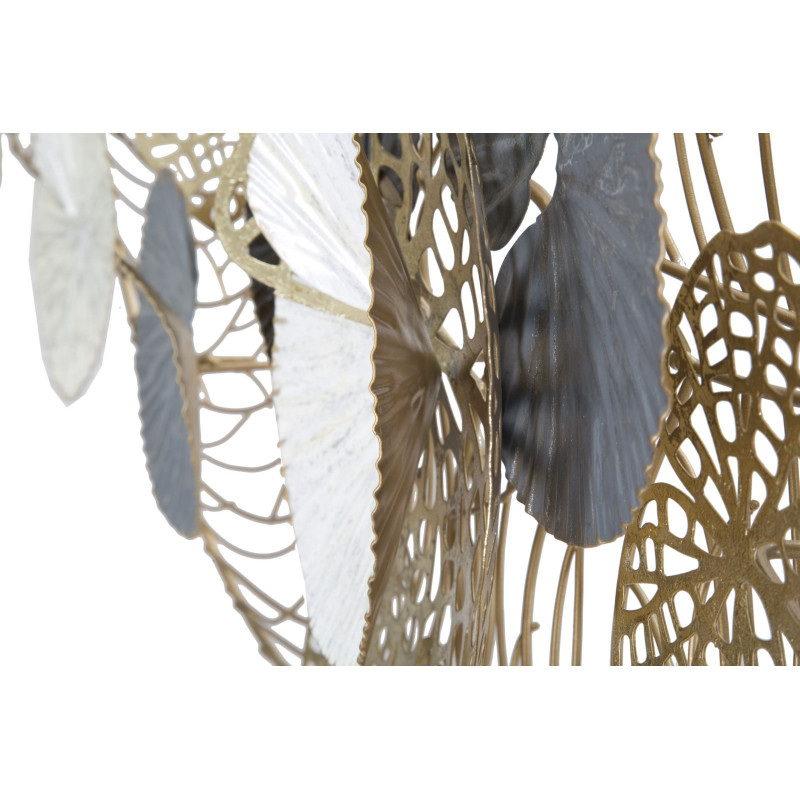 Grande Déco murale moderne 124x55 en Métal Doré Noir Blanc Vylor 