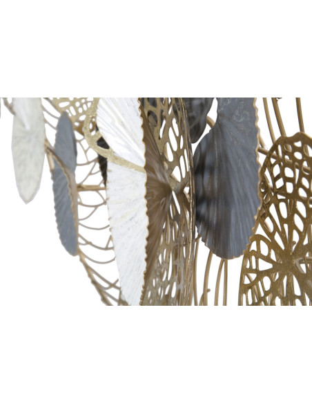 Grande Déco murale moderne 124x55 en Métal Doré Noir Blanc Vylor 