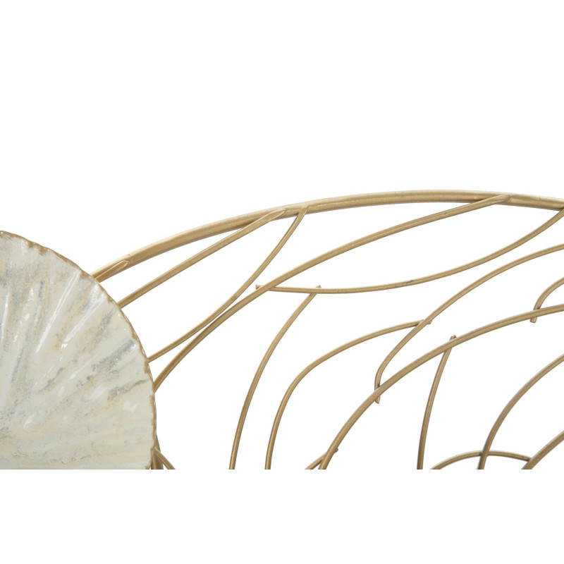 Grande Déco murale moderne 124x55 en Métal Doré Noir Blanc Vylor 