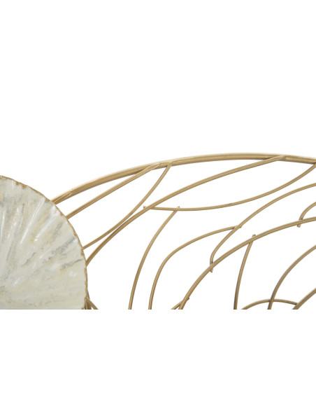 Grande Déco murale moderne 124x55 en Métal Doré Noir Blanc Vylor 