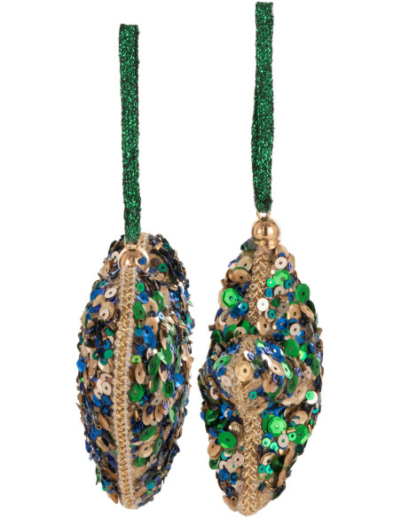 Suspension de Noël Coeur & Étoile en Plastique Vert Doré Avec sequins (Lot de 2) - 3