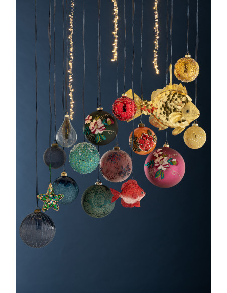 Suspension de Noël Coeur & Étoile en Plastique Vert Doré Avec sequins (Lot de 2) - 4