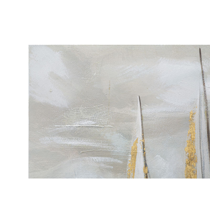 Toile murale peinte Voiliers Gris Vert Doré 100x80 Boatio 