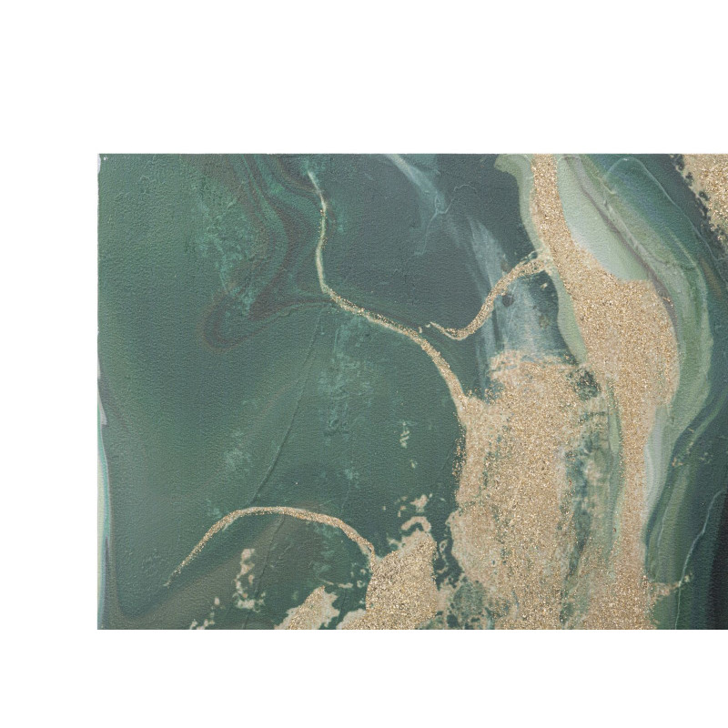 Toile murale peinte Motif abstrait Vert Blanc Doré 90x100 Greenery 