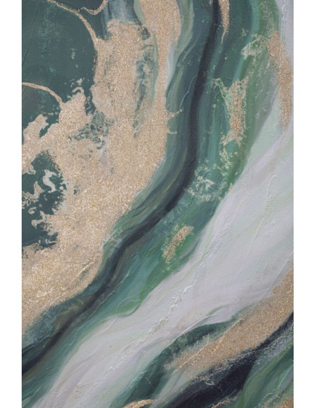 Toile murale peinte Motif abstrait Vert Blanc Doré 90x100 Greenery 