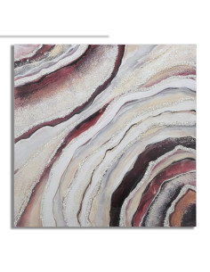 Toile murale peinte Motif abstrait Blanc Crème Rouge 80x80 Redy 