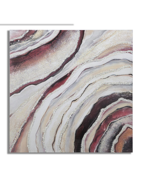 Toile murale peinte Motif abstrait Blanc Crème Rouge 80x80 Redy 