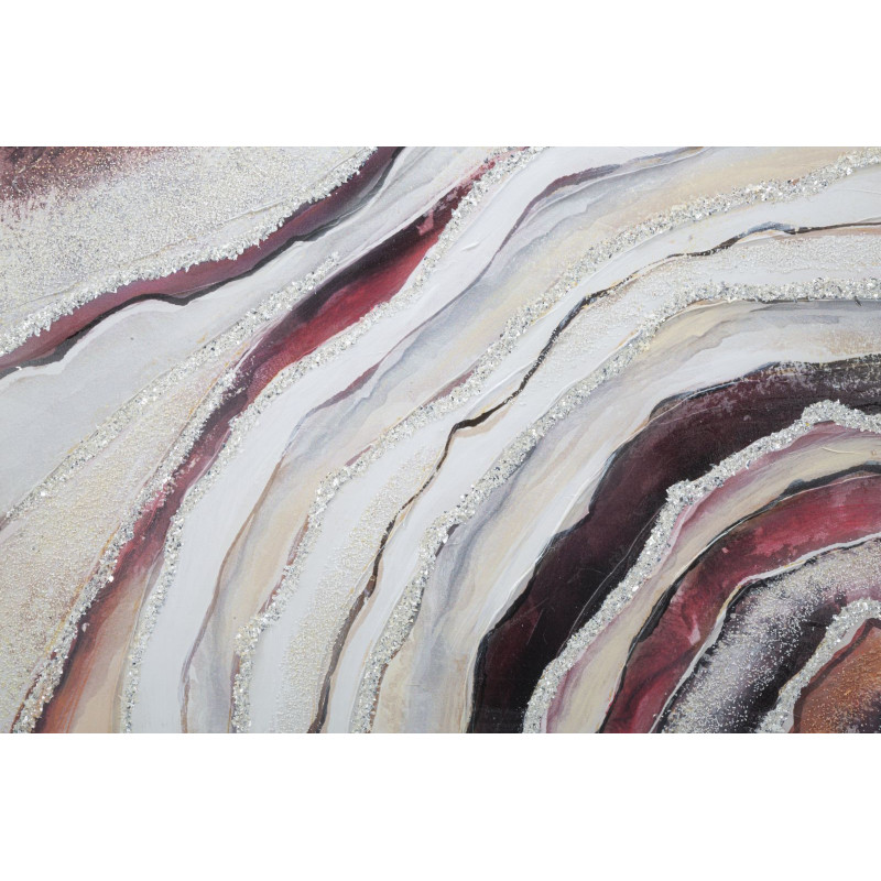 Toile murale peinte Motif abstrait Blanc Crème Rouge 80x80 Redy 