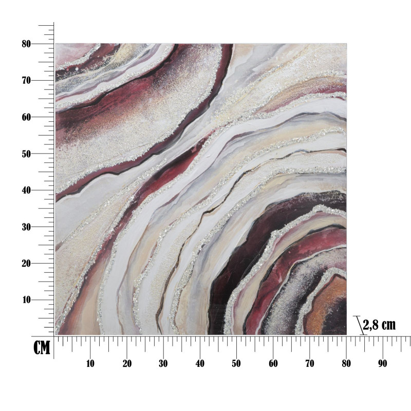 Toile murale peinte Motif abstrait Blanc Crème Rouge 80x80 Redy 