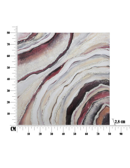 Toile murale peinte Motif abstrait Blanc Crème Rouge 80x80 Redy 