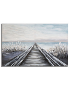 Toile murale peinte Ponton Bleu Beige 120x80 Pontile 