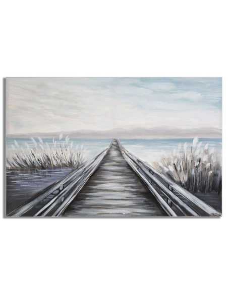 Toile murale peinte Ponton Bleu Beige 120x80 Pontile 