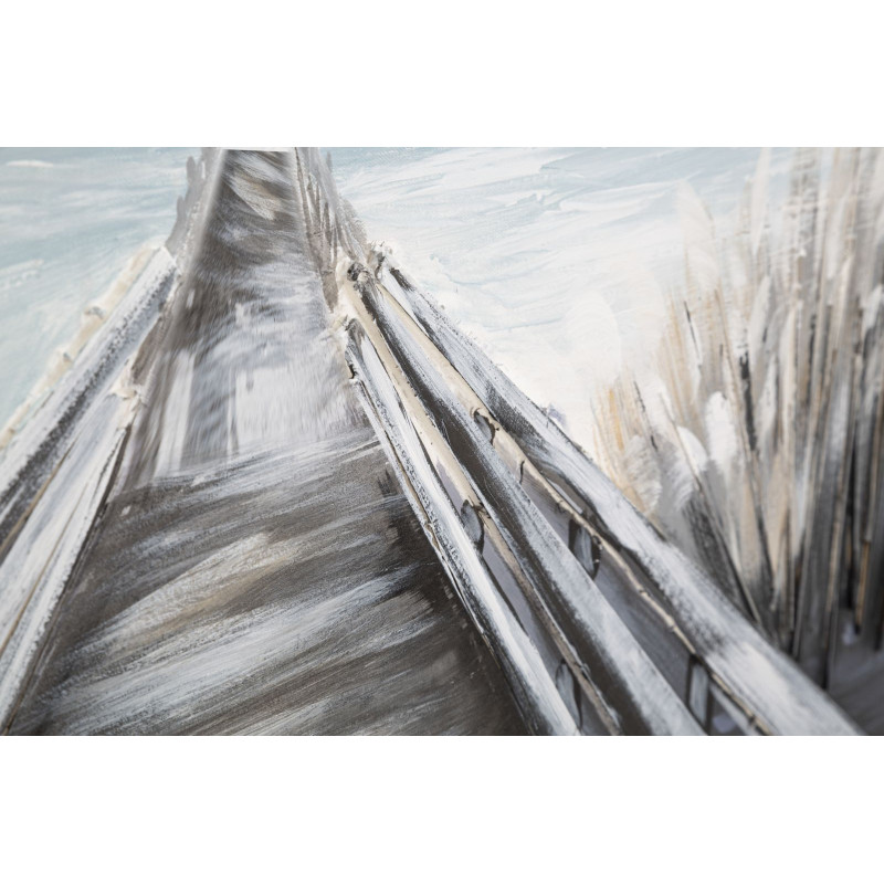 Toile murale peinte Ponton Bleu Beige 120x80 Pontile 