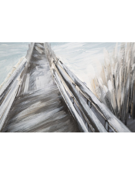 Toile murale peinte Ponton Bleu Beige 120x80 Pontile 