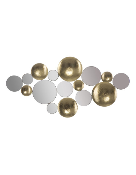 Grande Déco murale Ronds 118x60 en Miroir Métal Doré Yalyn 