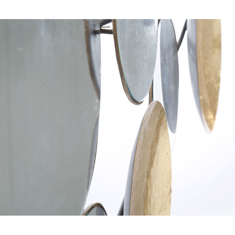 Grande Déco murale Ronds 118x60 en Miroir Métal Doré Yalyn 