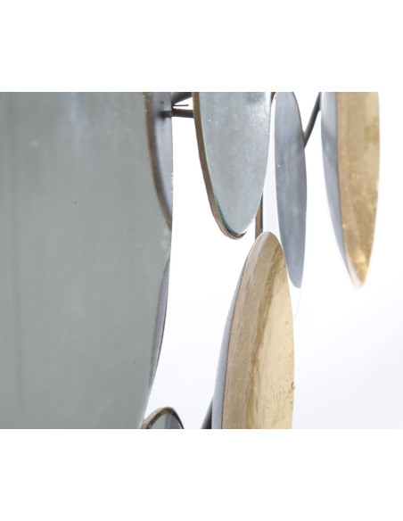 Grande Déco murale Ronds 118x60 en Miroir Métal Doré Yalyn 