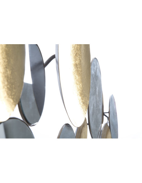 Grande Déco murale Ronds 118x60 en Miroir Métal Doré Yalyn 