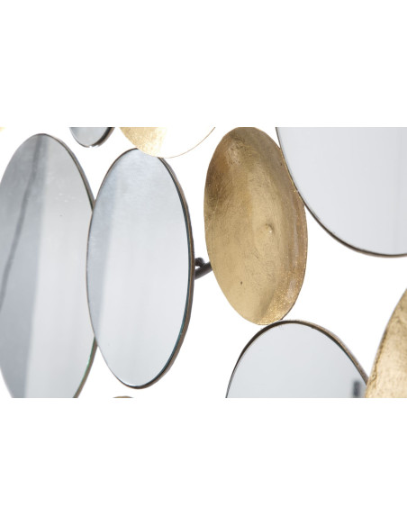 Grande Déco murale Ronds 118x60 en Miroir Métal Doré Yalyn 