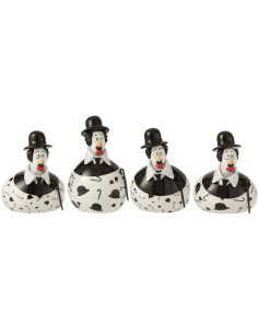 Statuette déco Poule Chaplin en Céramique Noir Blanc (Lot de 4) - 1