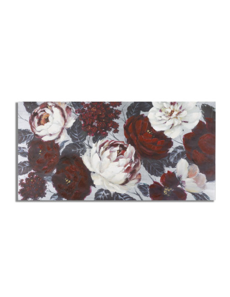 Toile murale peinte Fleurs Rouge Blanc 120x60 Flower 