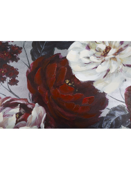 Toile murale peinte Fleurs Rouge Blanc 120x60 Flower 