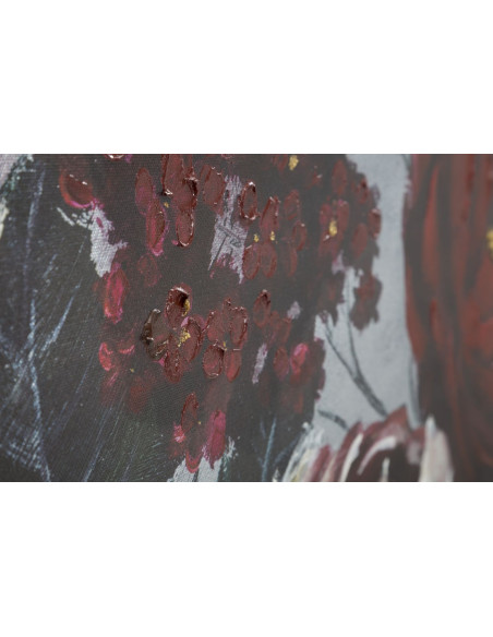 Toile murale peinte Fleurs Rouge Blanc 120x60 Flower 