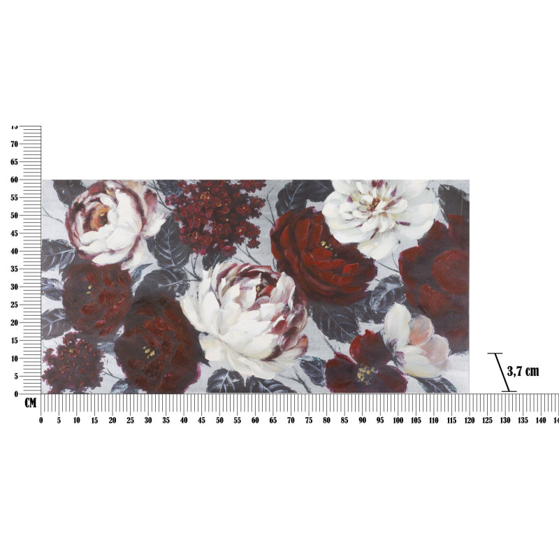 Toile murale peinte Fleurs Rouge Blanc 120x60 Flower 
