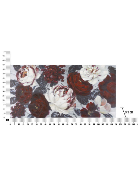 Toile murale peinte Fleurs Rouge Blanc 120x60 Flower 