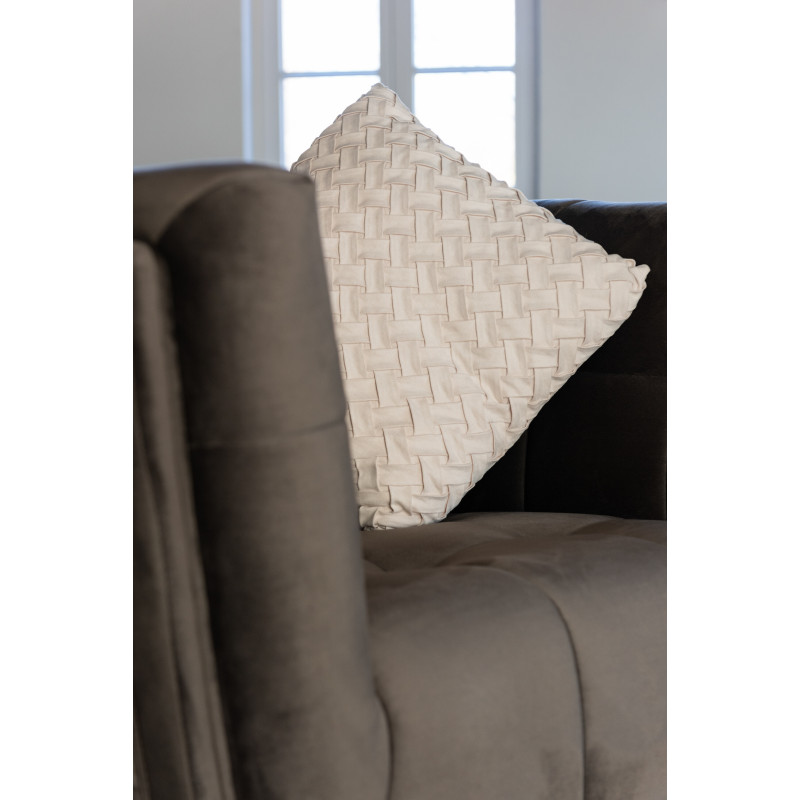 Coussin Carré Evelyn 45x45 en Polyester Beige Motif tissé - 7