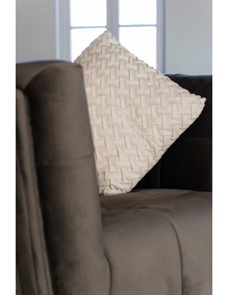 Coussin Carré Evelyn 45x45 en Polyester Beige Motif tissé - 7