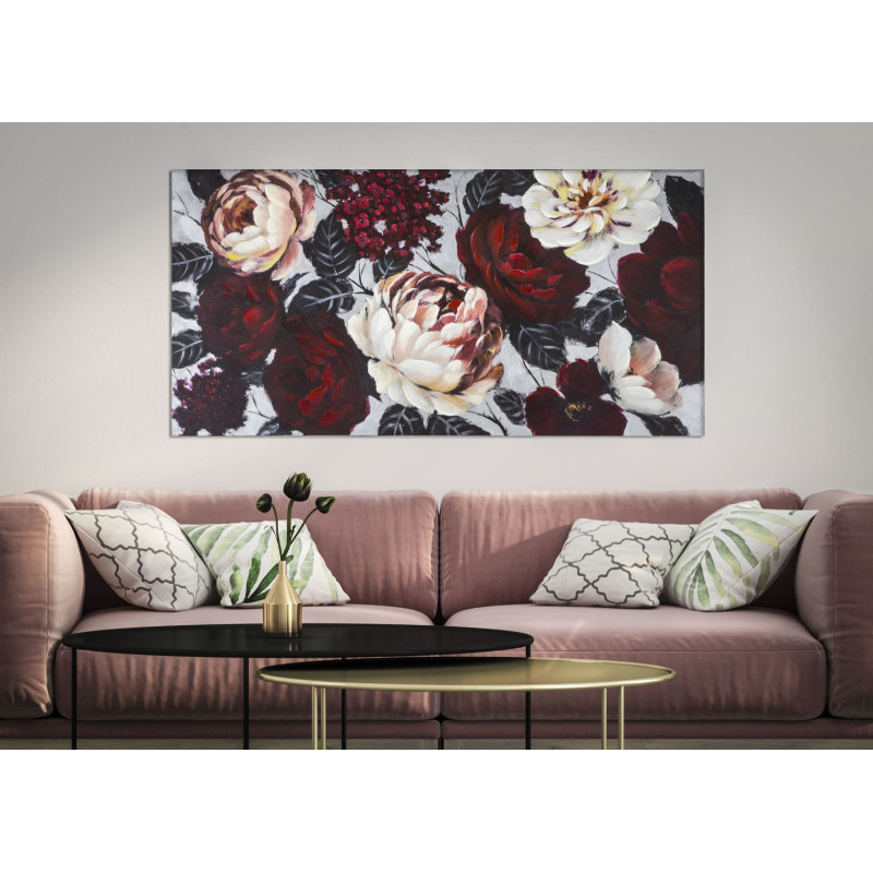 Toile murale peinte Fleurs Rouge Blanc 150x76 Flower 