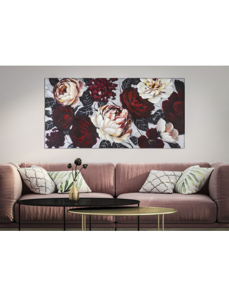 Toile murale peinte Fleurs Rouge Blanc 150x76 Flower 