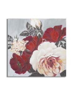 Toile murale peinte Fleurs Rouge Blanc Gris 90x90 Flower 