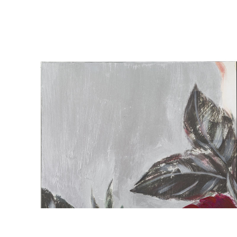 Toile murale peinte Fleurs Rouge Blanc Gris 90x90 Flower 