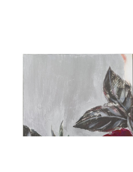 Toile murale peinte Fleurs Rouge Blanc Gris 90x90 Flower 