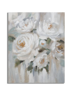 Toile murale peinte Fleurs Blanc Vert 80x100 Flower 