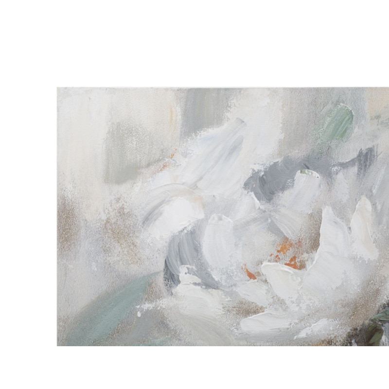 Toile murale peinte Fleurs Blanc Vert 80x100 Flower 