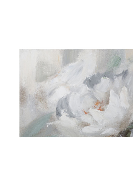 Toile murale peinte Fleurs Blanc Vert 80x100 Flower 